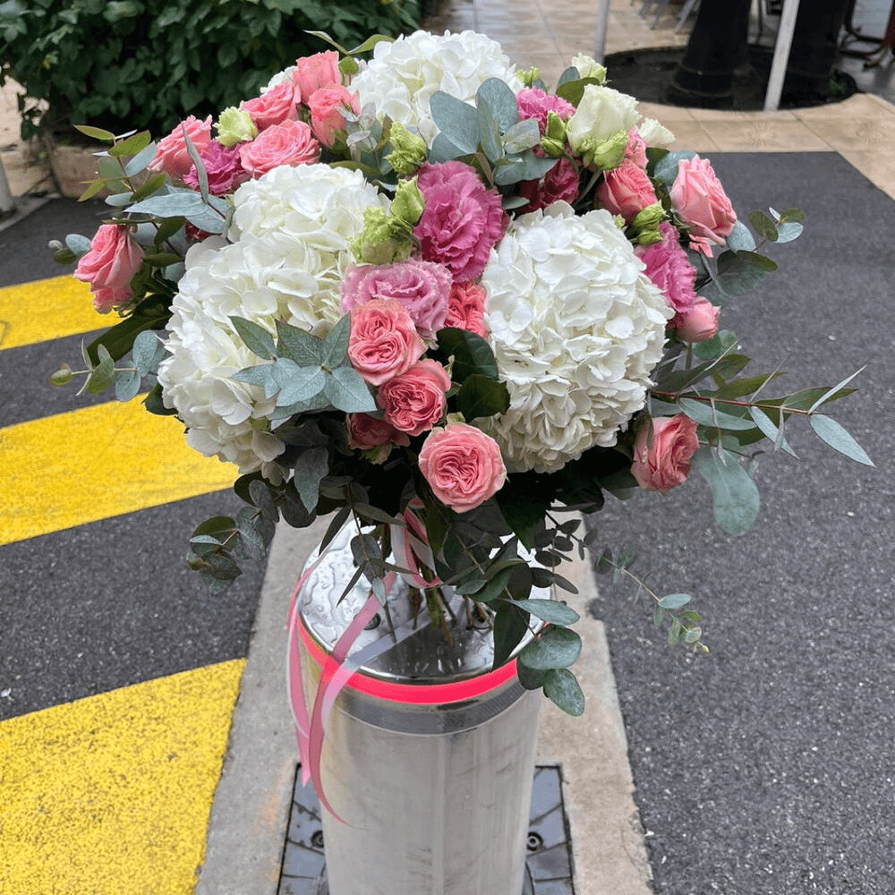 Bouquet d automne blanc et rose