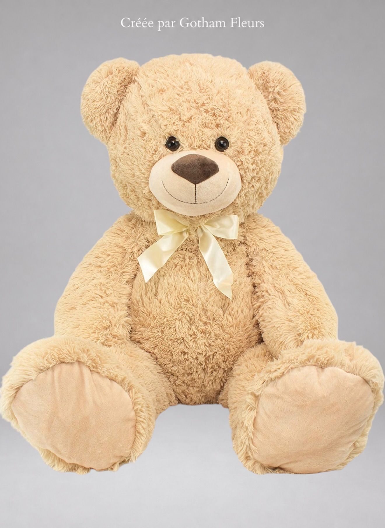 Ourson Géant en Peluche 100 cm – Nœud Satiné